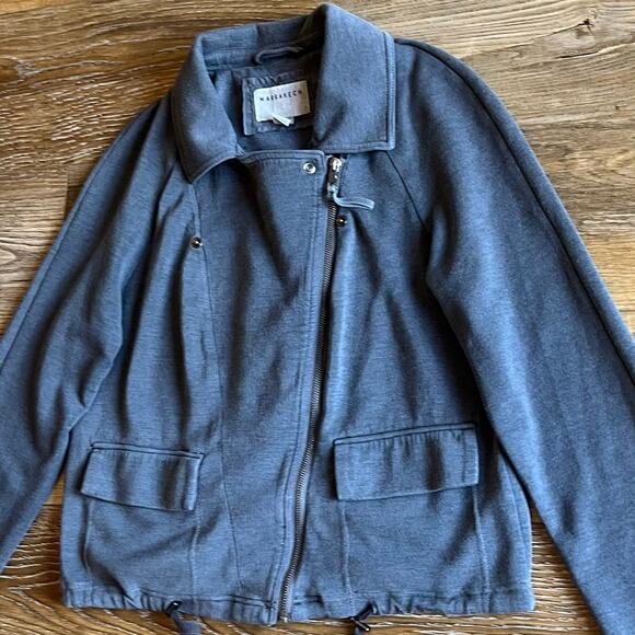 Anthropologie Marrakech Knit Blue Moto Biker Jacket Womens Sz S Cropped Grunge - Picture 3 of 7